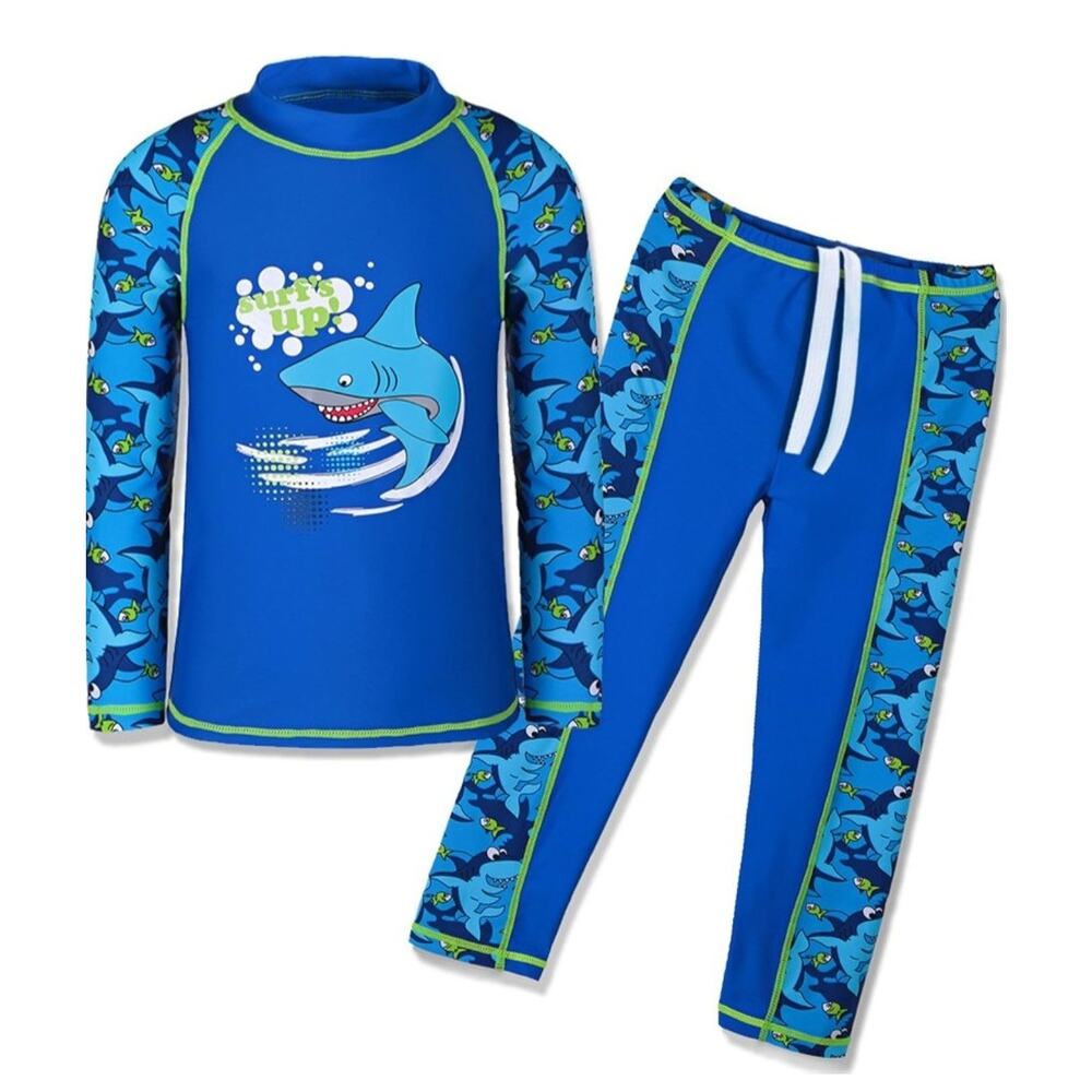 Kids Boys Two Piece Long Sleeve Swimsuit UPF 50+ Swimwear 5-6 Years